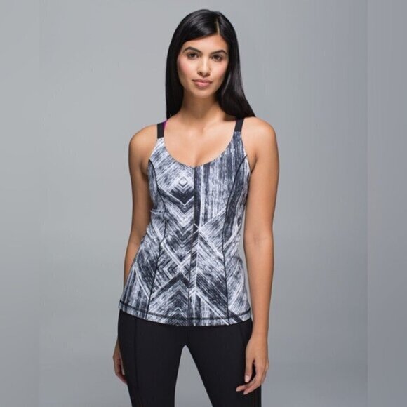 Lululemon Hot To Street Tank Top Heat Wave White Black Black Regal Plum Size  4 - Picture 1 of 12